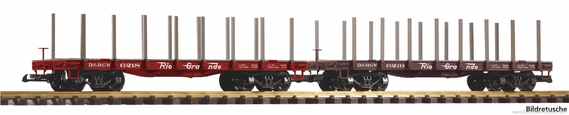 Piko 38797 G-D&RGW 2 Piece Flat Car Set w/Stakes