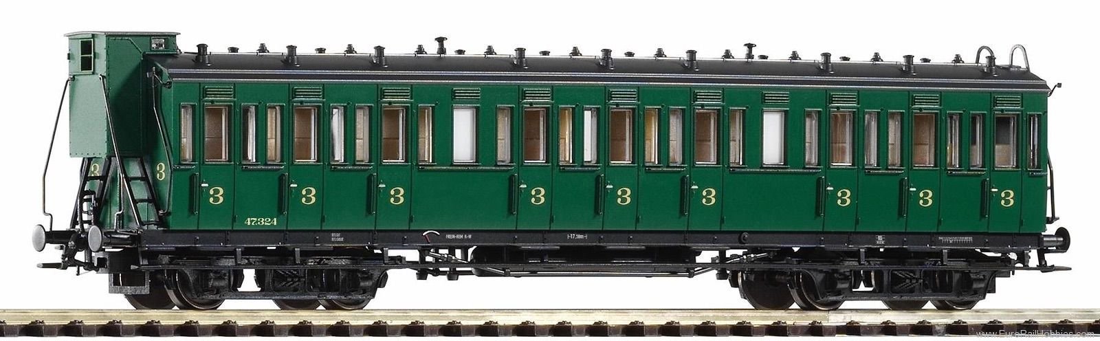 Piko 53335 3rd class SNCB III compartment car with a bra