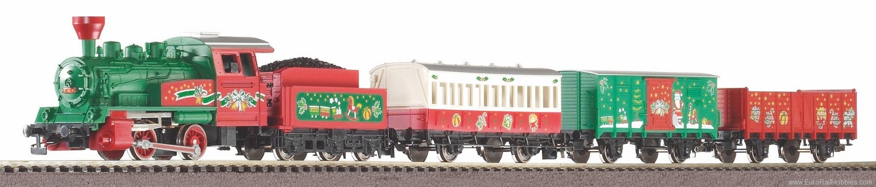 Piko 57081 Starter Set Christmal Steam loco+ 3 Coaches, 