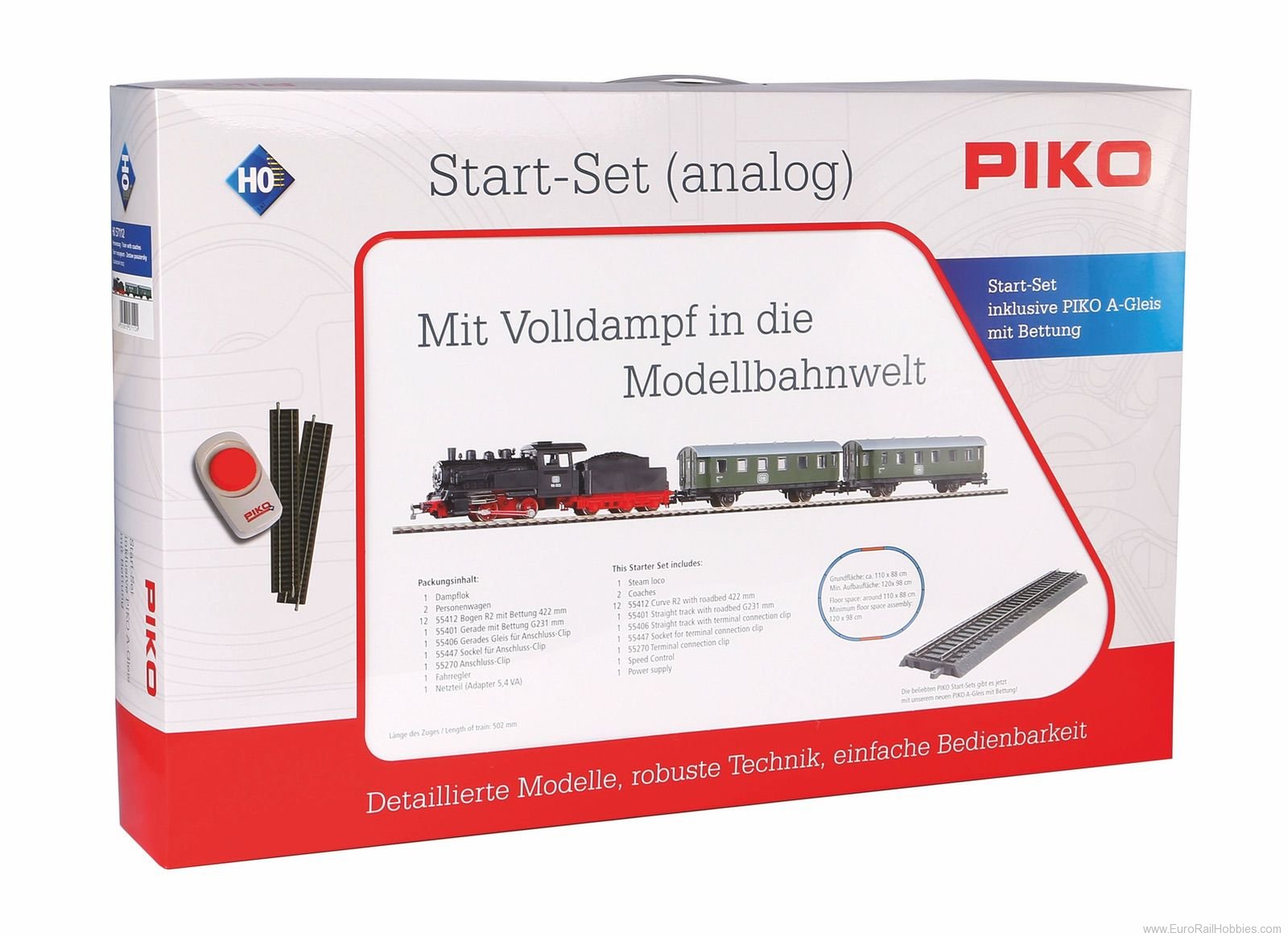 Piko 57112 Starter Set Passenger Train DB with Steam loc