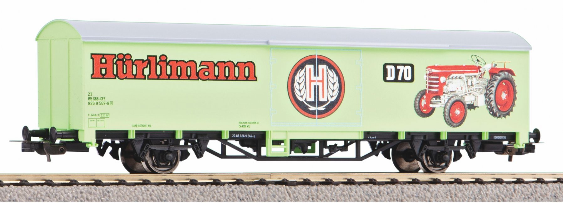 Piko 58799 Covered Goods Wagon 'HÃ¼rlimann Traktoren' 