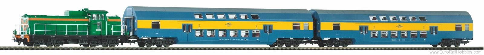 Piko 97934 Starter Set PKP SM42 Diesel loco w. 2 Bi-leve