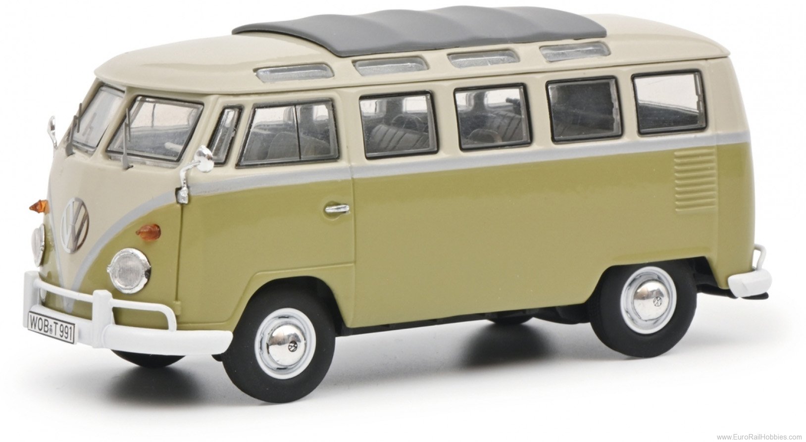 Schuco 450359200 Volkswagen T1b Samba, mango green / seagull g