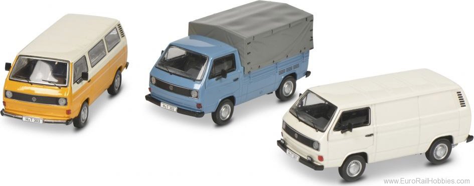 Schuco 450368600 Set '40 years VW T3' VW T3 bus, pick-up and b