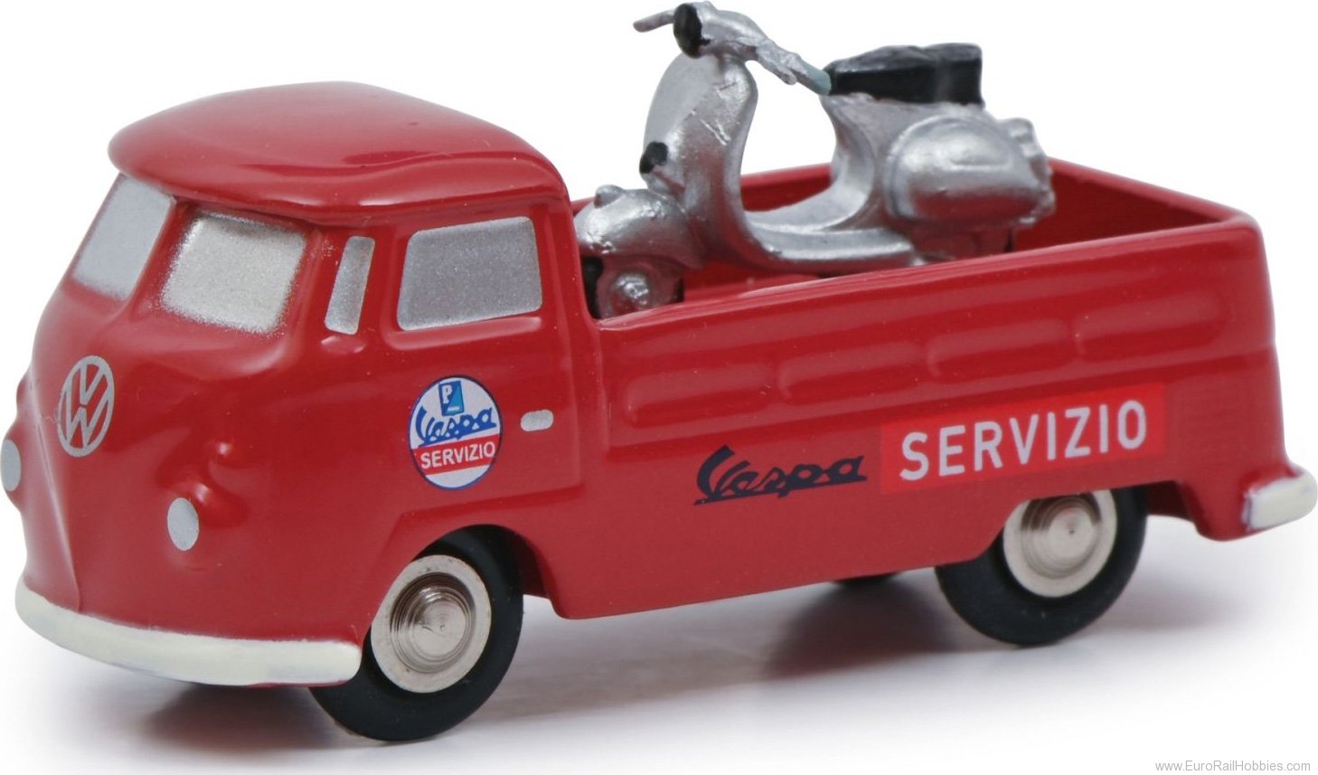 Schuco 450563600 Pic.VW T1 pickup VESPA SERV. red (Piccolo)