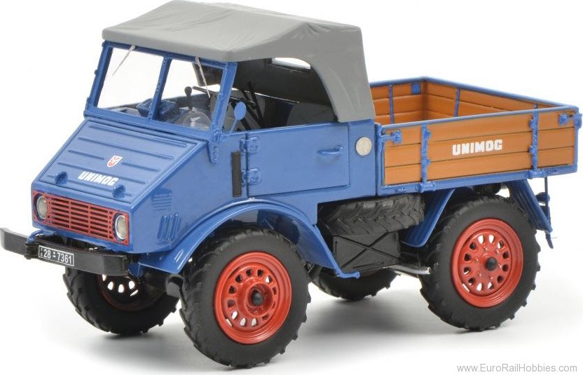 Schuco 450900300 Mercedes-Benz Unimog U401 with wooden bed, bl