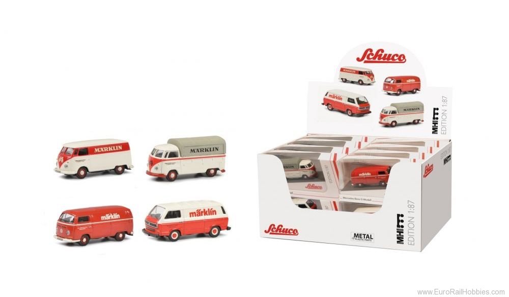 Schuco 452653800S MHI Display MÃRKLIN 4 Assorted VW T1c, T1b