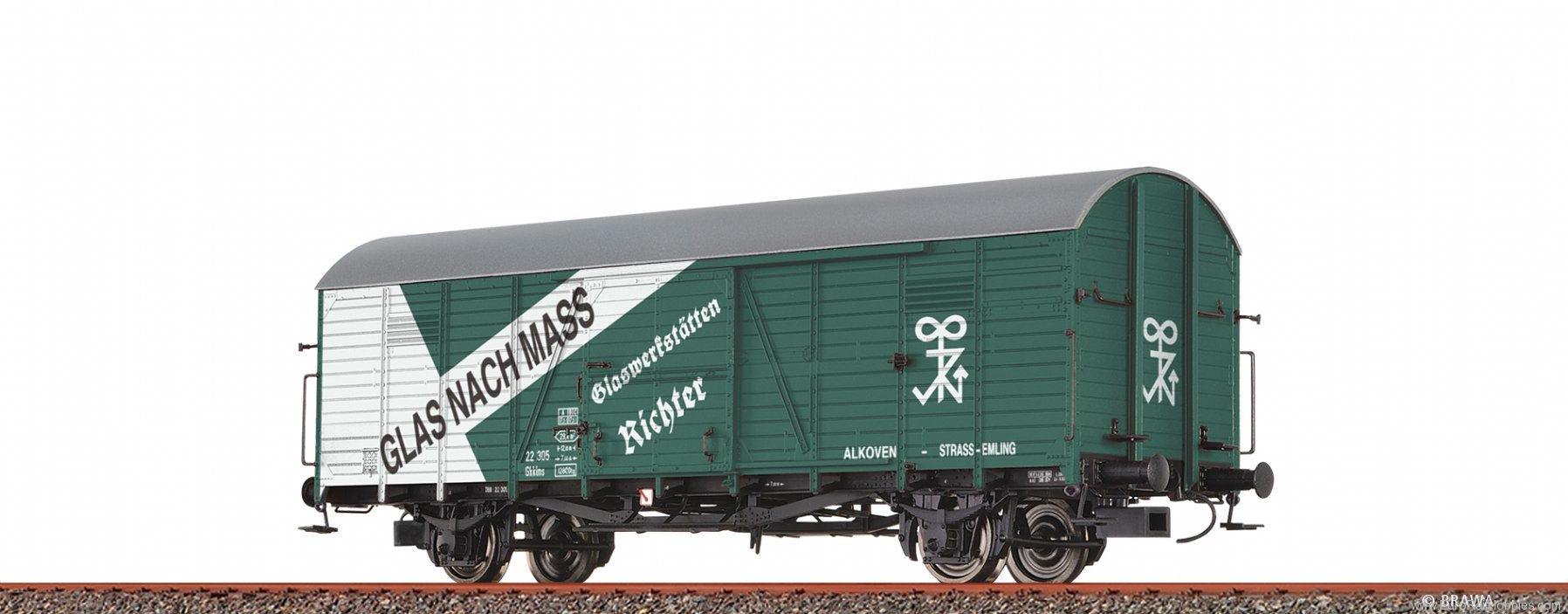 Brawa 48748 ÃBB Covered Freight Car Gkklms ''Glaswerke