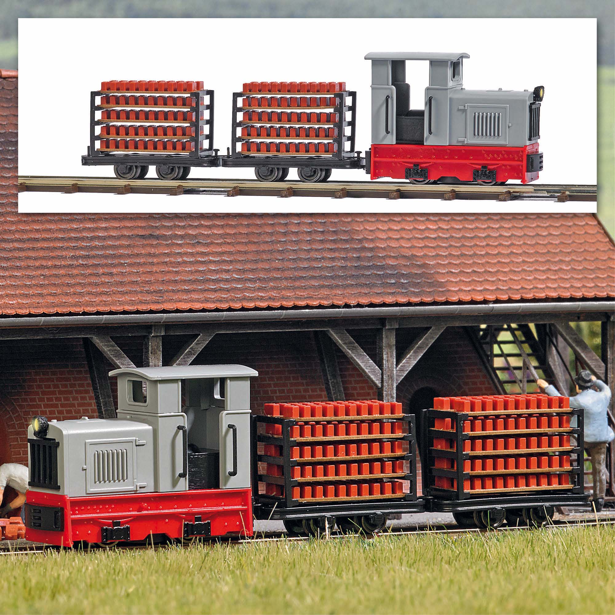 ブッシュ　BUSCH　1/87（HO）スケール ３４台セット Busch 12014 HO Busch Feldbahn Starter Set - Brick