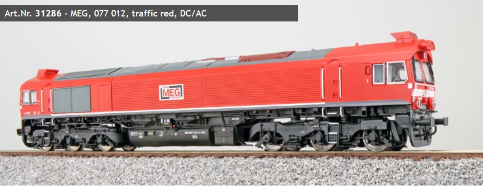 ESU 31286 Diesel loco, MEG, 077 012, Ep VI, red, Sound+