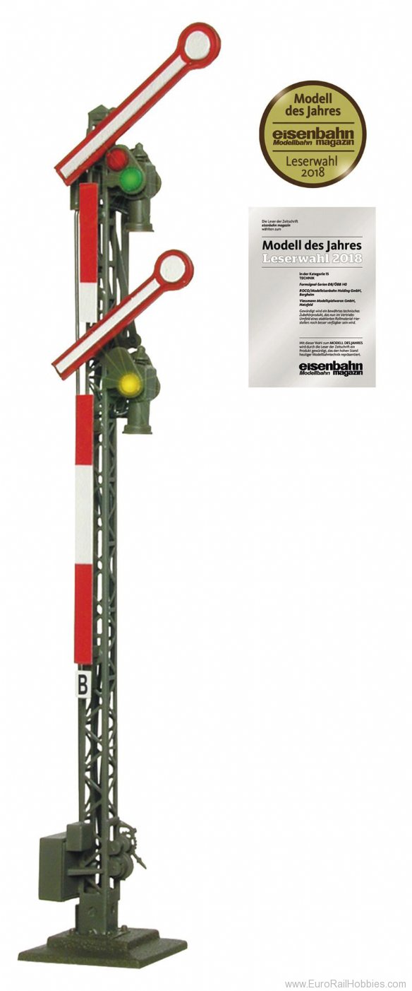 Fleischmann 40606 H0 Semaphore home signal with two coupled arm