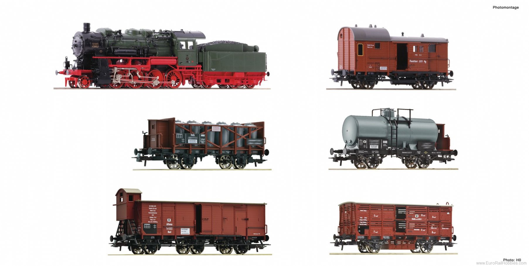 is er Schaduw Piraat Fleischmann 781210 N KPEV 6 piece set Prussian goods train