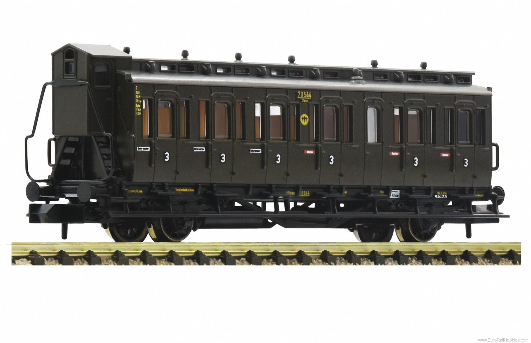 Fleischmann 807104 DRG 2-Axle 3rd class Compartment Coach w/Brak