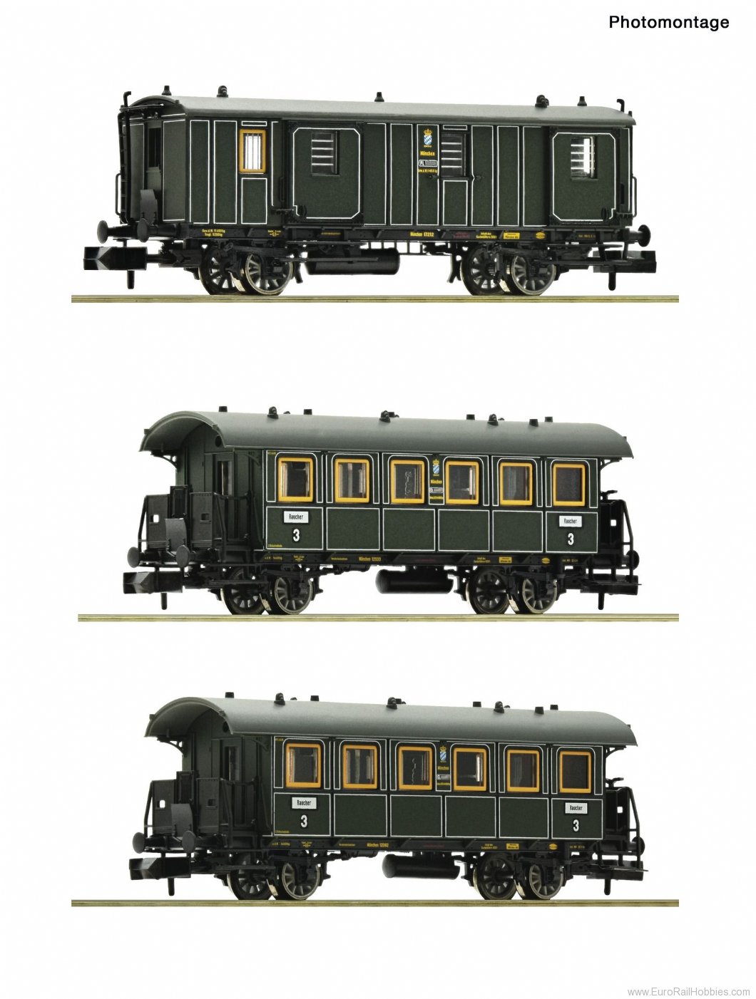 Fleischmann 809004 3 piece set: Passenger train, K.Bay.Sts.B.