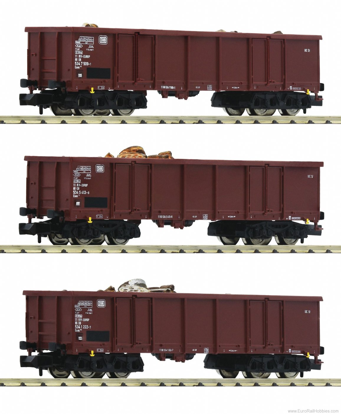 Fleischmann 828345 DB 3 piece set goods wagons type Eaos