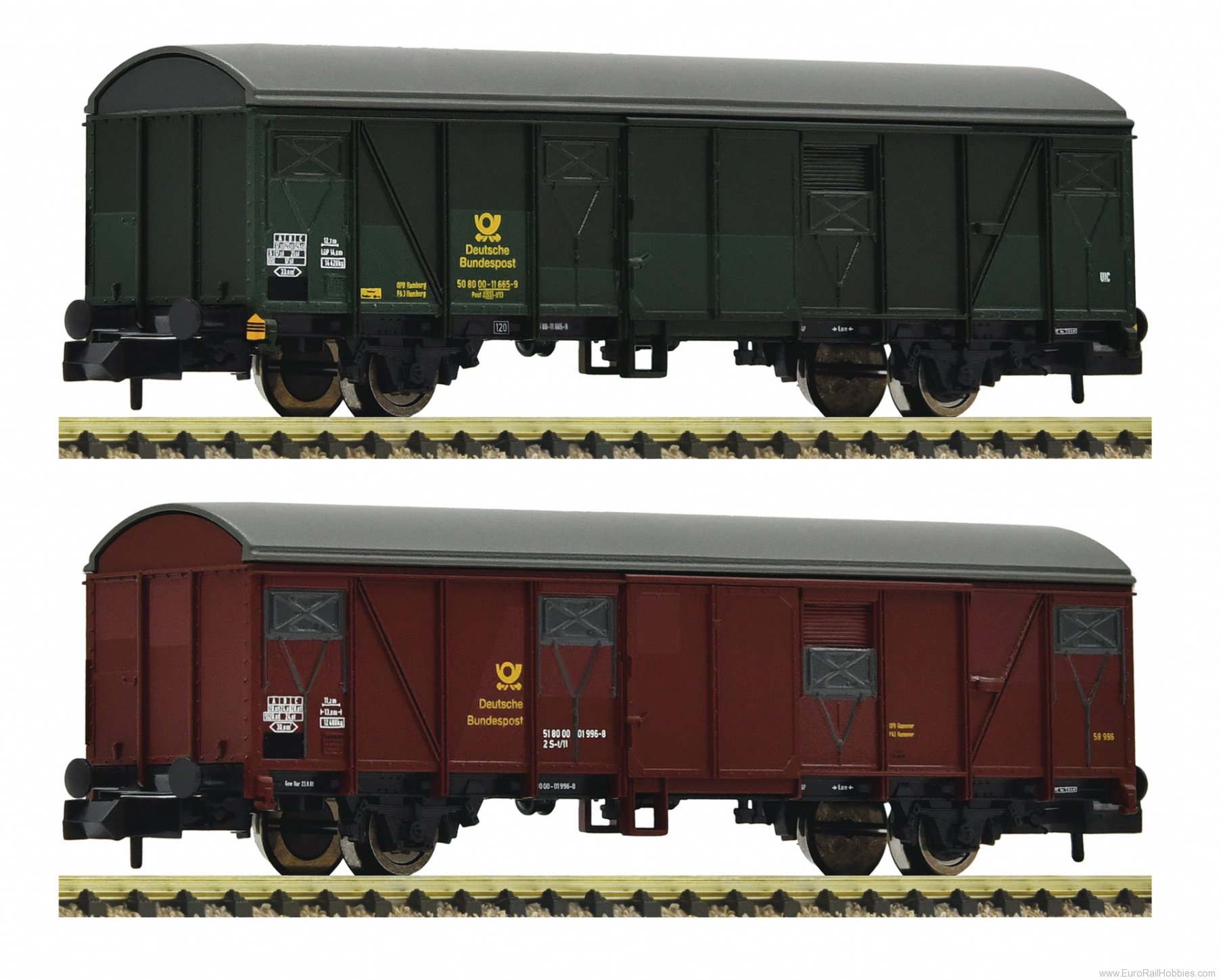 Fleischmann 831513 DBP 2 piece set postal goods wagon 