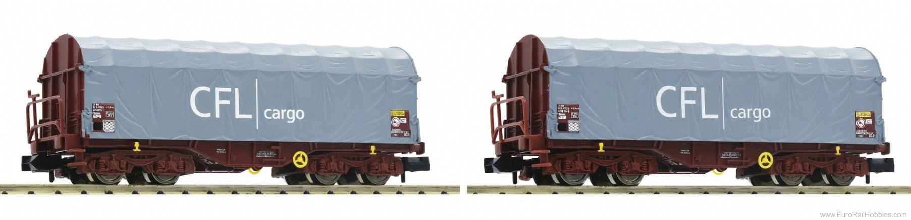 Fleischmann 837917 CFL 2 piece set sliding tarpaulin wagons type