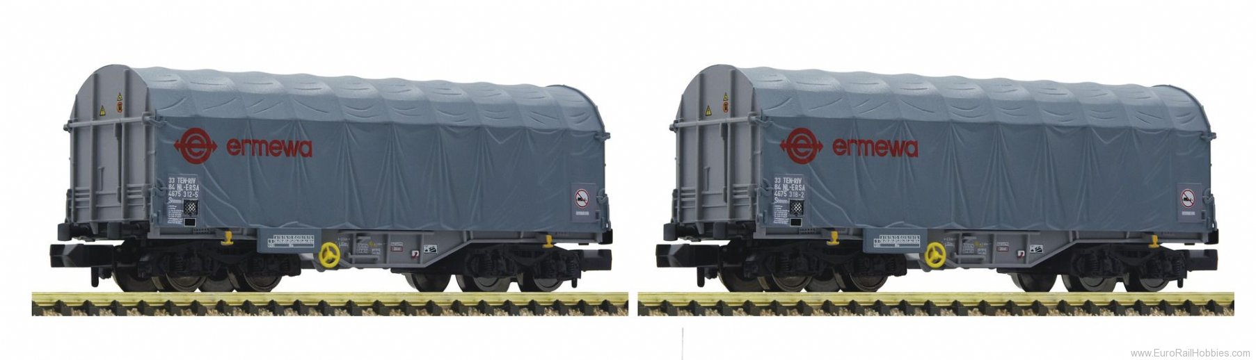 Fleischmann 837927 ERMEWA Slide Tarpaulin 2 Piece Wagon Set     