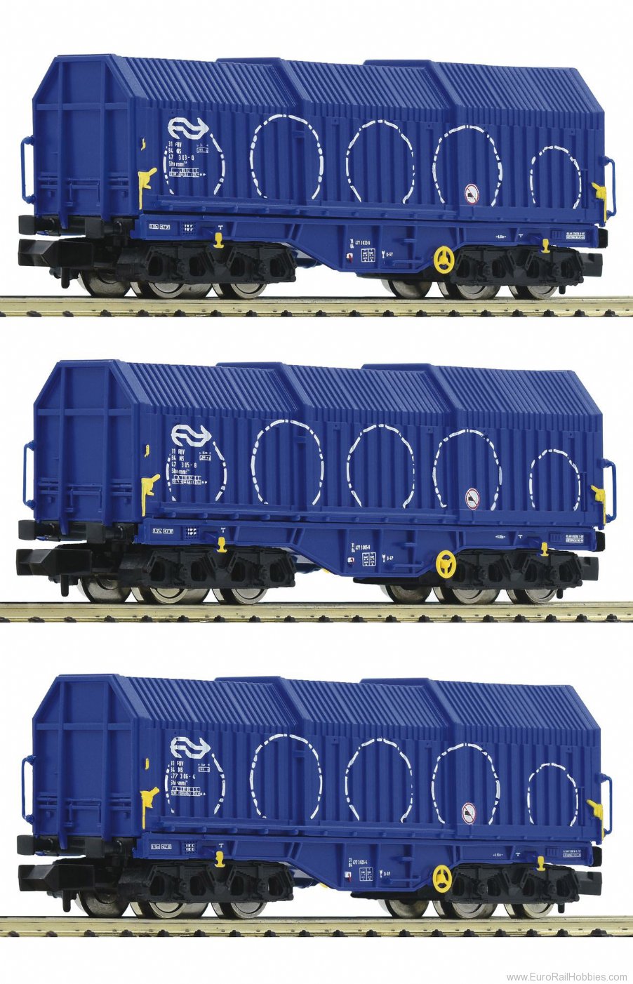 Fleischmann 838825 NS 3 piece set telescopic hood wagons type Sh