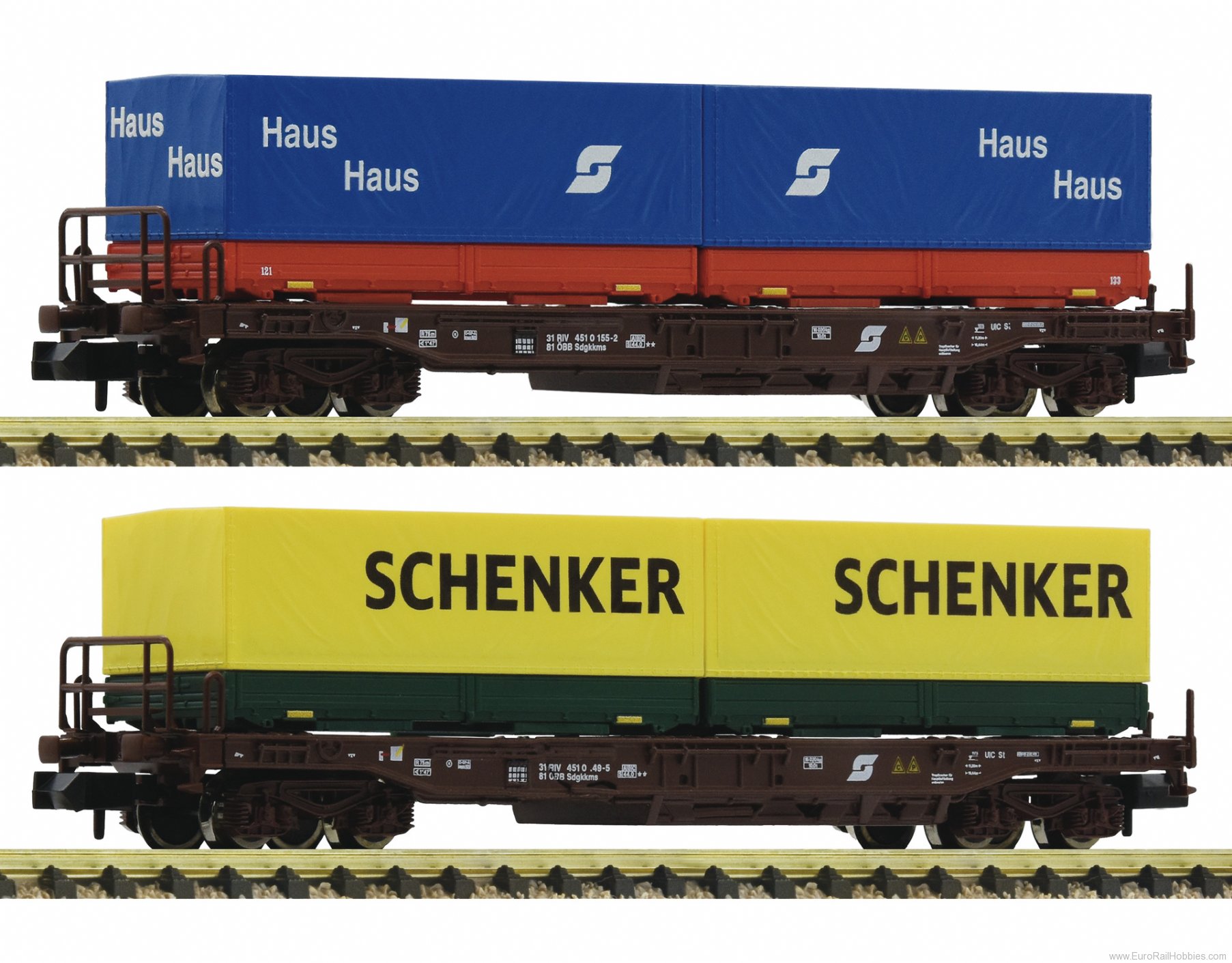 Fleischmann 845376 OBB 2 Piece Standard Pocket Wagon Set 