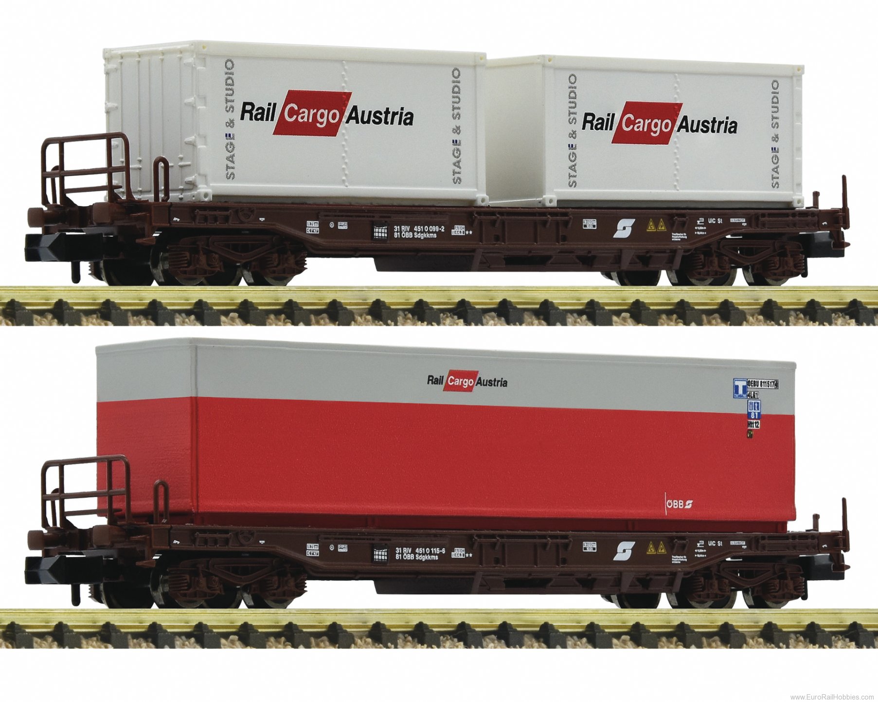 Fleischmann 845377 OBB 2 Piece Standard Pocket Wagon Set 