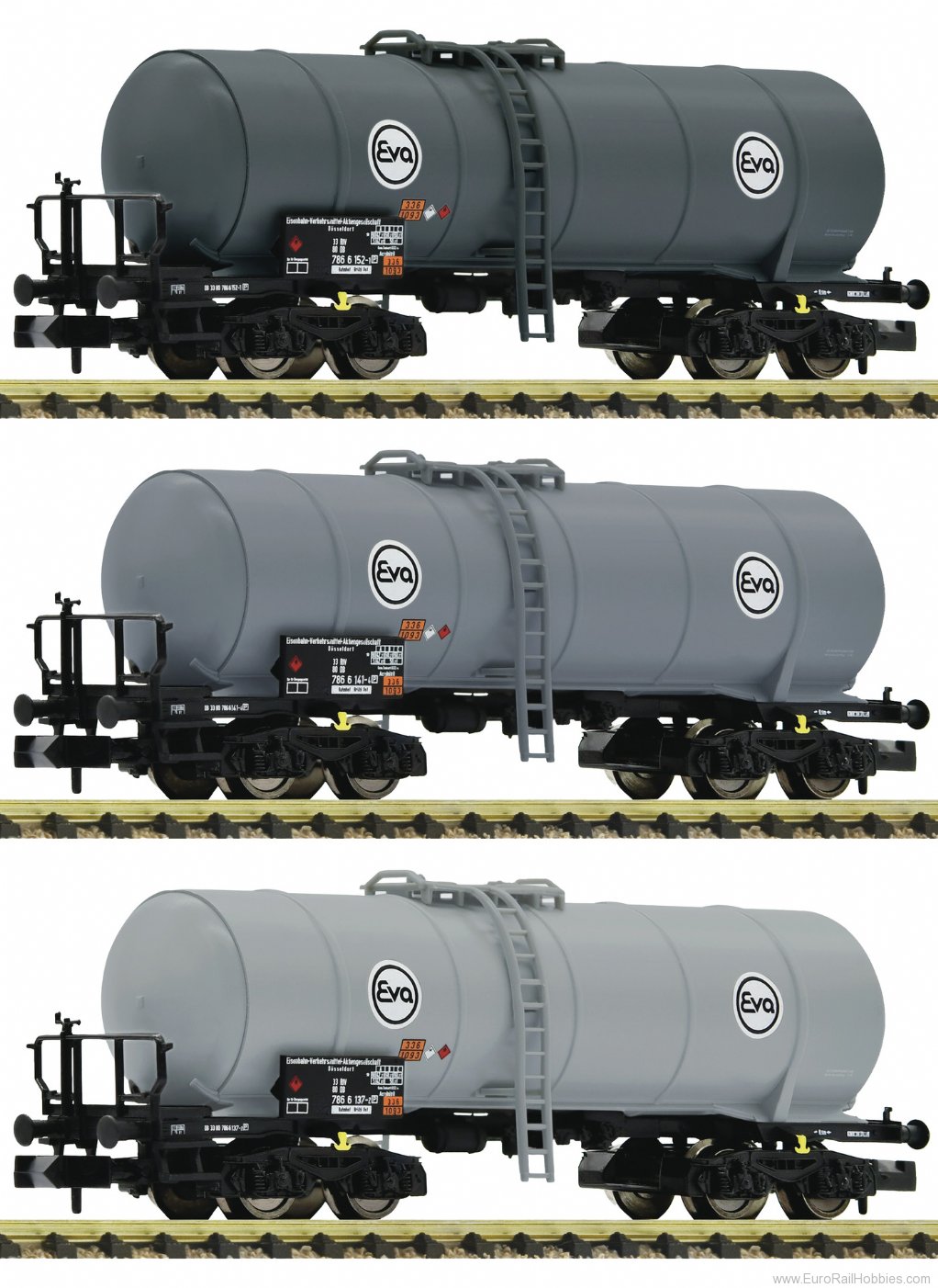 Fleischmann 848029 Eva 3 Piece Tank Wagon Set