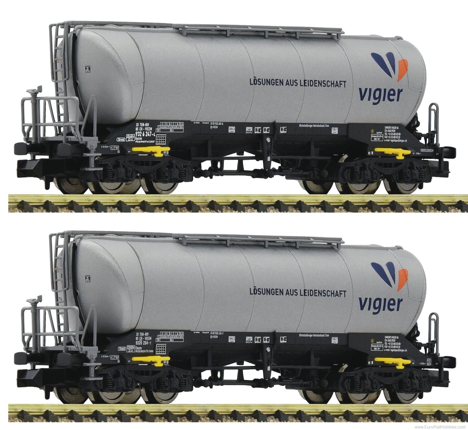 Fleischmann 848905 Vigier Cement 2 Piece Silo Wagon Set