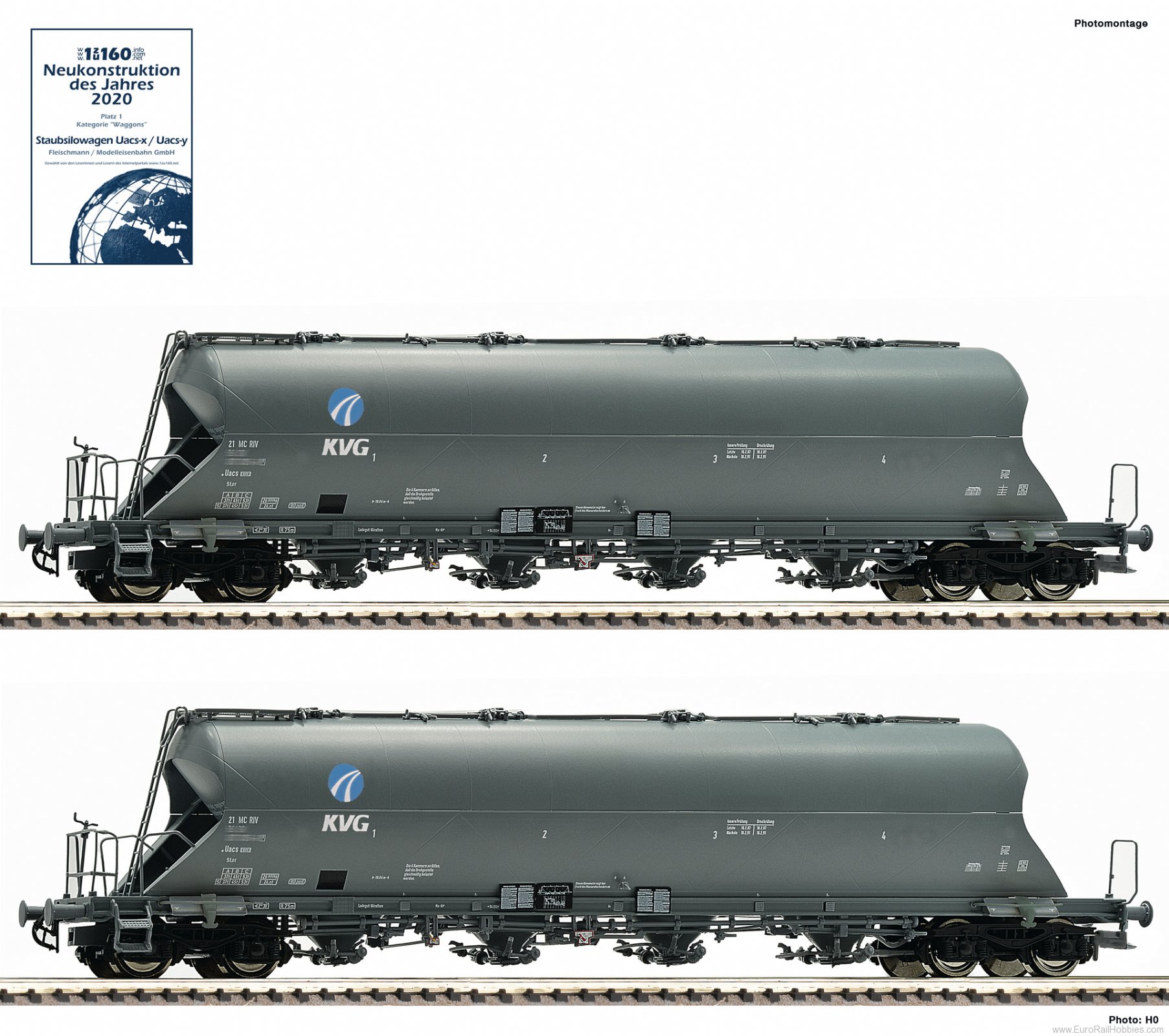 Fleischmann 849002 KVG 2 Piece Dust Silo Wagon Set