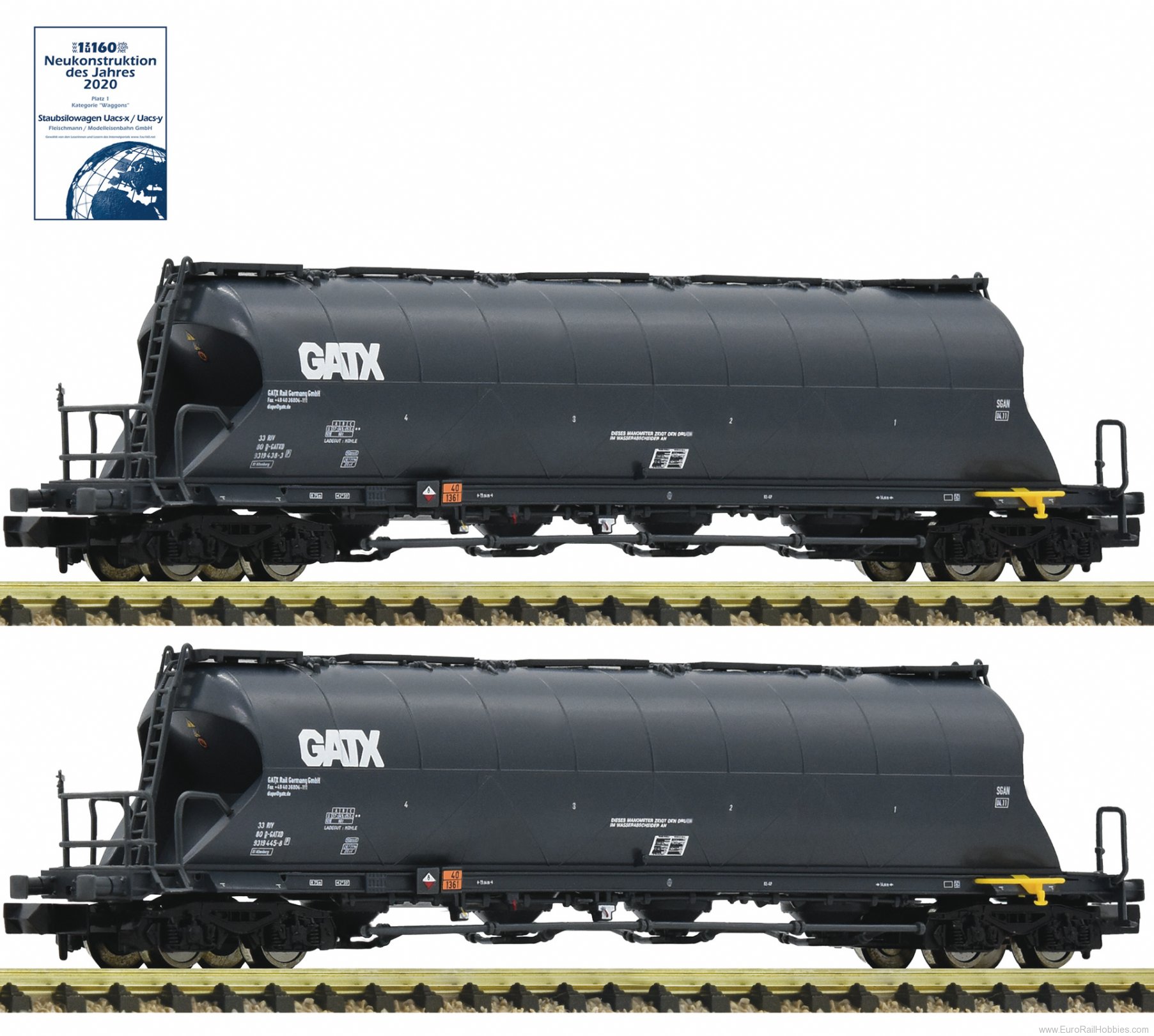 Fleischmann 849005 GATX 2 Piece Dust Silo Wagon Set