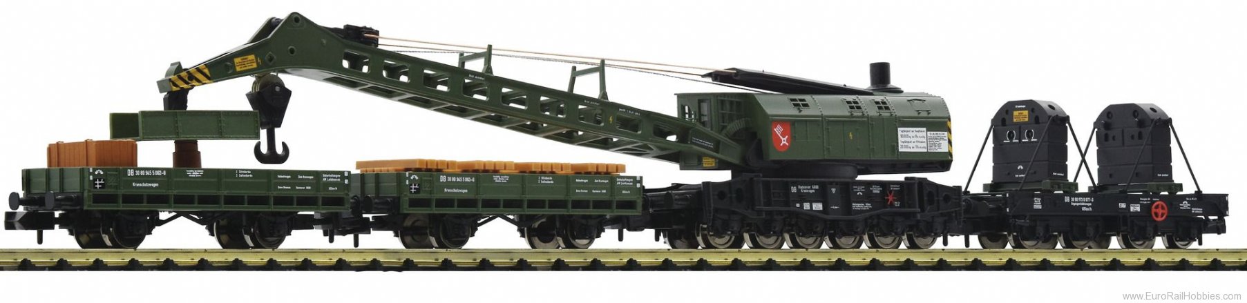 Fleischmann 859902 DB 4 piece set crane train with steam crane w