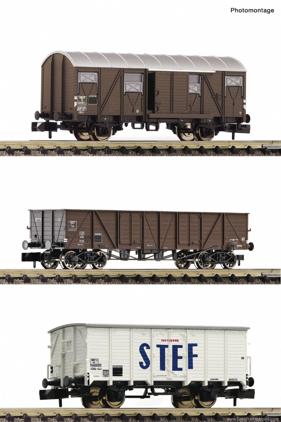 Fleischmann 880904 SNCF 3 piece set goods wagons 