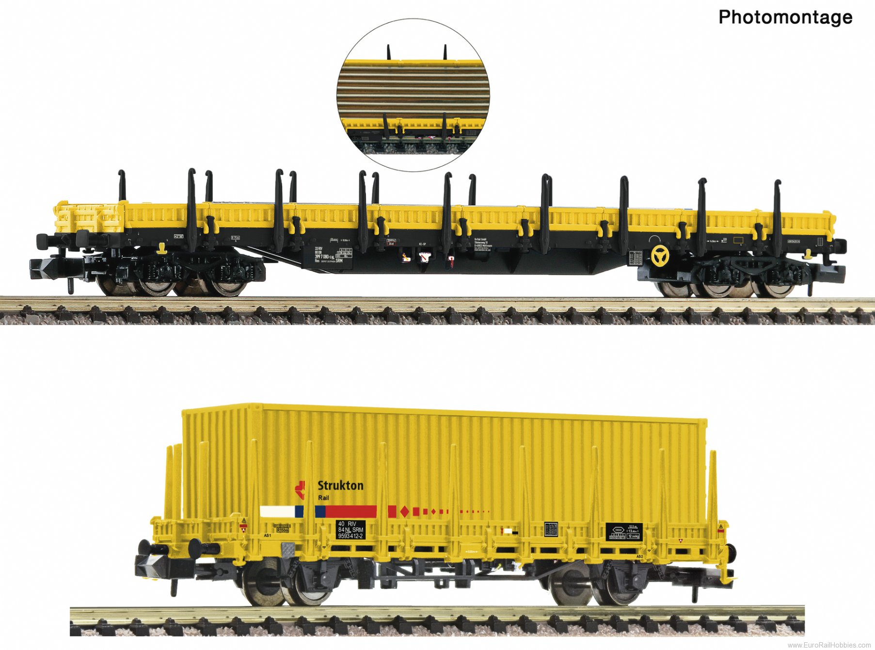 Fleischmann 880908 2 piece set: Stake wagons, Strukton Rail