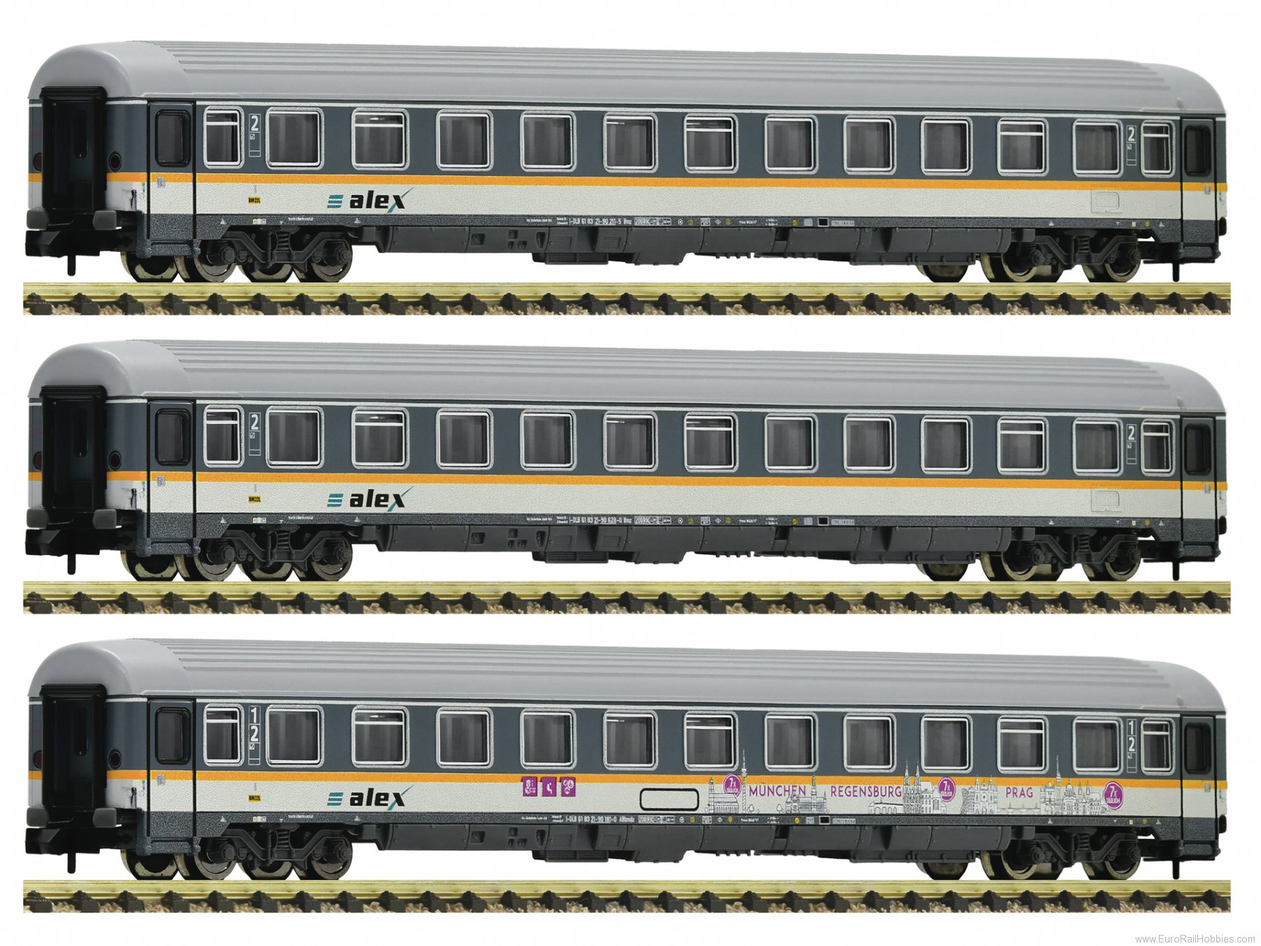 Fleischmann 881901 Eurofirma Alex 3 Piece Coach Set