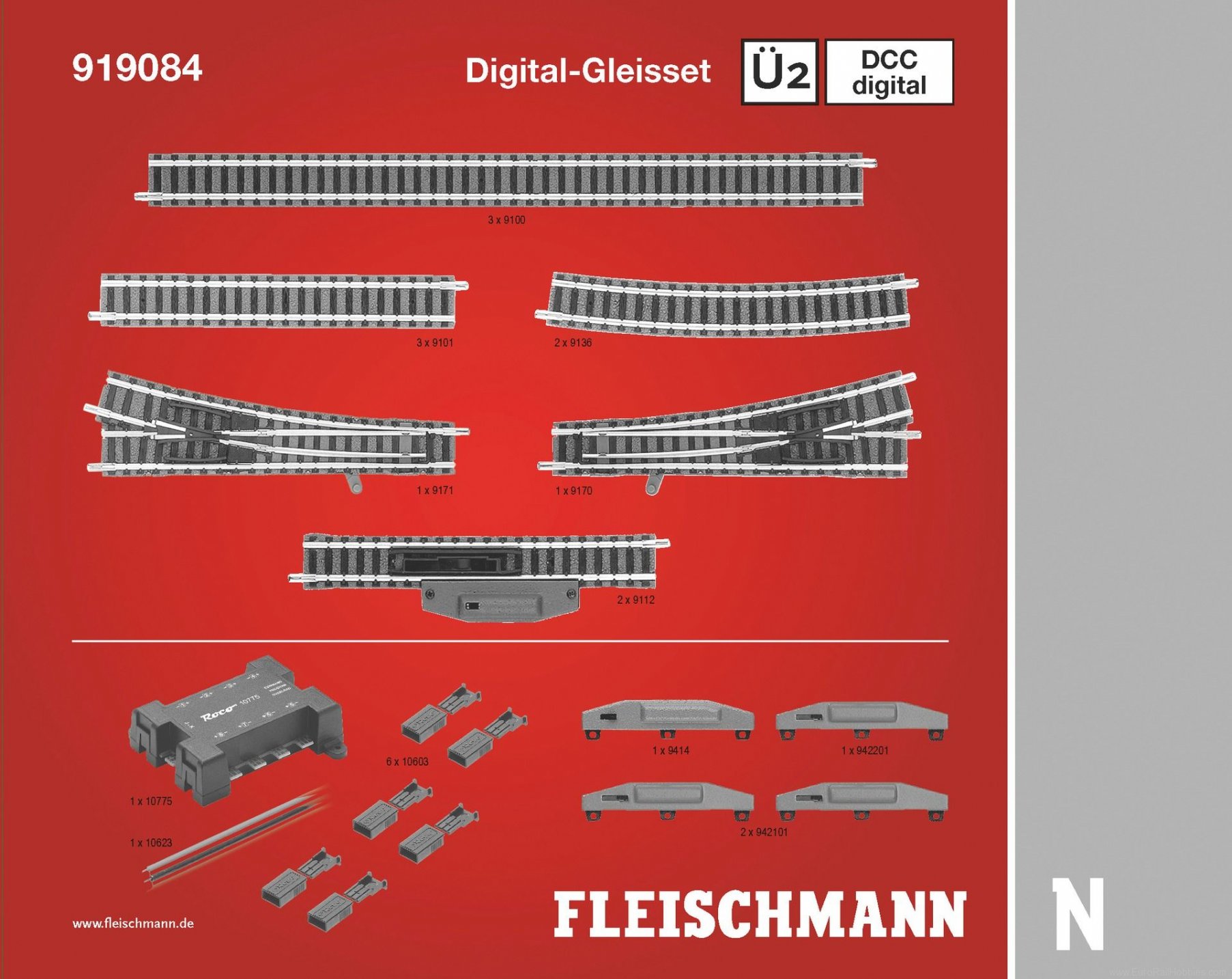 Fleischmann 919084 Digital Track Extension Set U2 