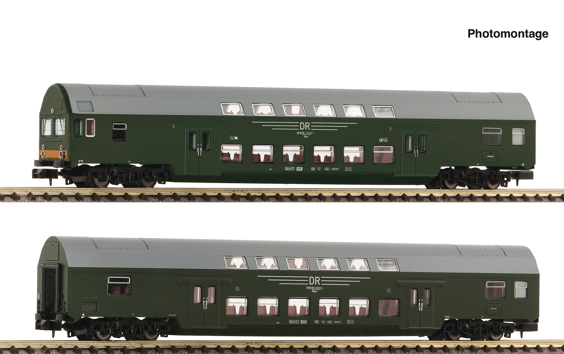 FLEISCHMANN　 オーストリア　客車 Fleischmann 6260041 N DR 2 Piece Bi-Level Coach Set 1