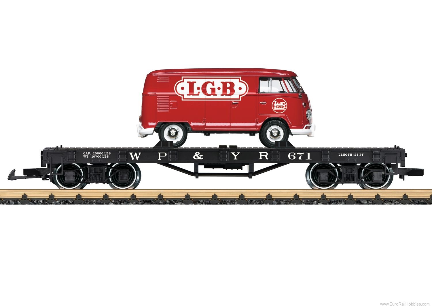 LGB 40597 White Pass and Yukon Flat Car with LGB Van