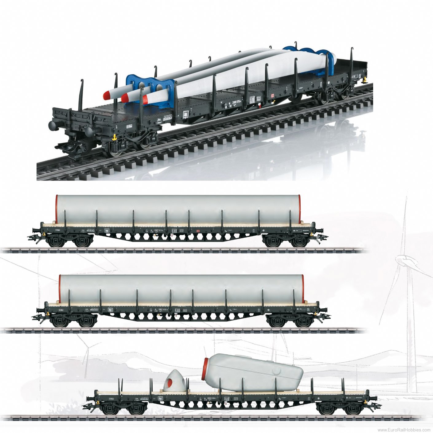 Marklin 47134 4 Piece ''Wind Power'' Stake Car Set (MHI 2/2