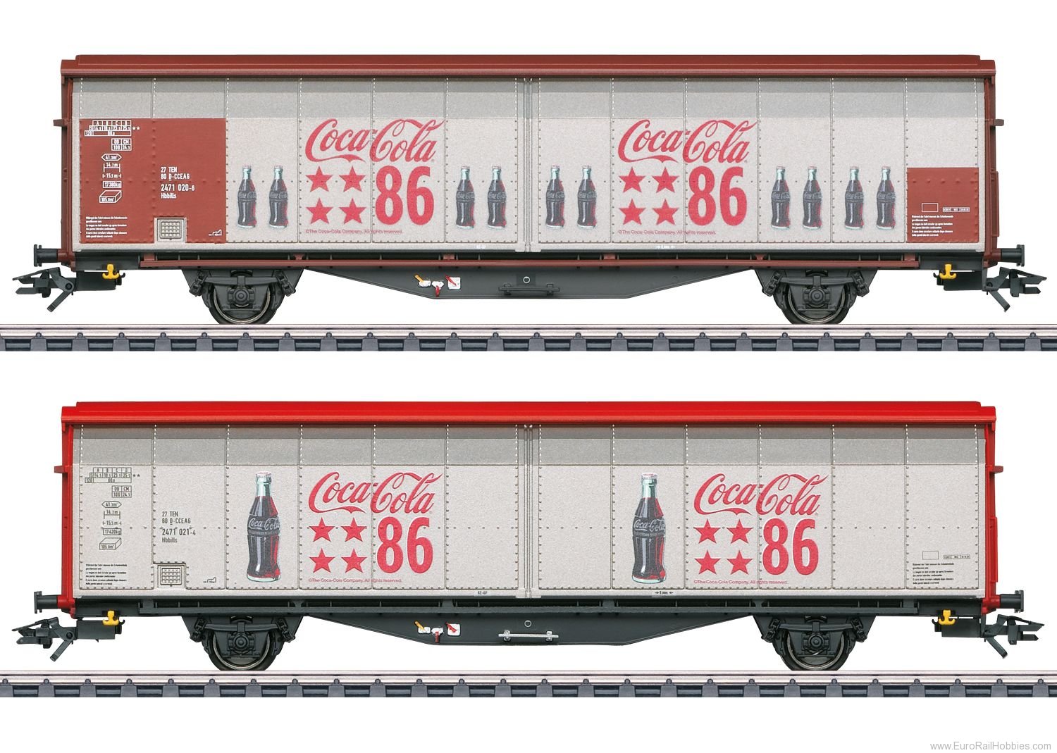 Marklin 48345 Type Hbbills Sliding Wall Boxcar Set ''Coca-C