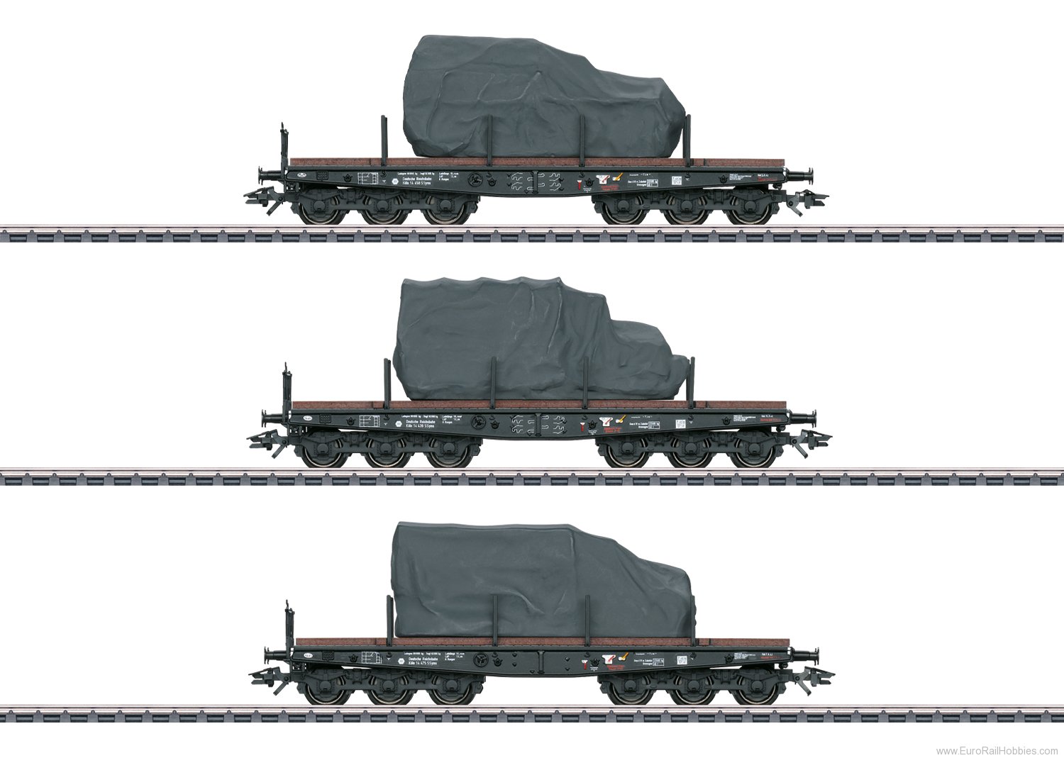 Marklin 48660 DR SSyms Heavy-Duty 3 Piece Flat Car Set (Fac