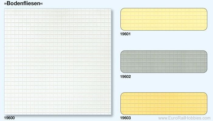 Preiser 19601 Floor tiles, square. Beige, 3 plates 95 x 95 