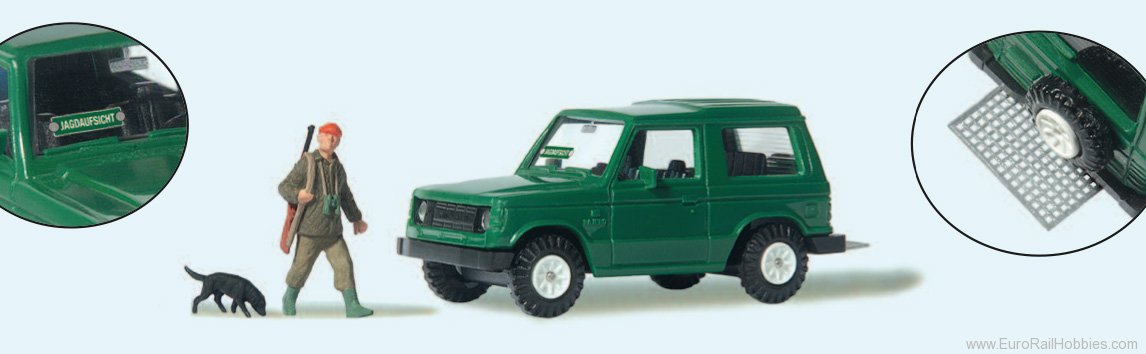Preiser 33265 Hunter with Dog and Off-Road Vehicle