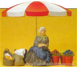 Preiser 45046 Market Woman w/Umbrella & Accessories 