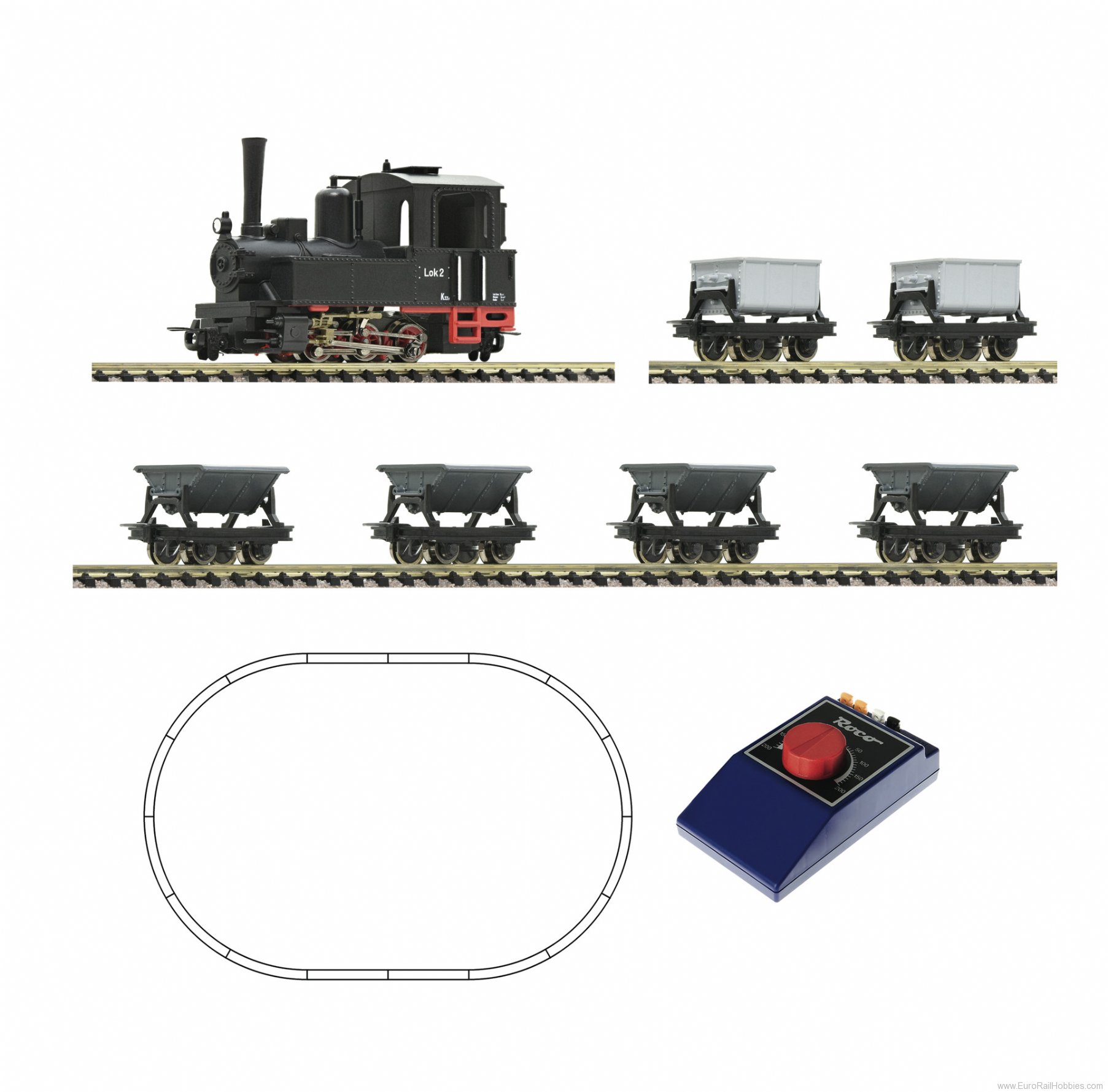 Roco 31035 Privat Analogue start set: Light railway stea
