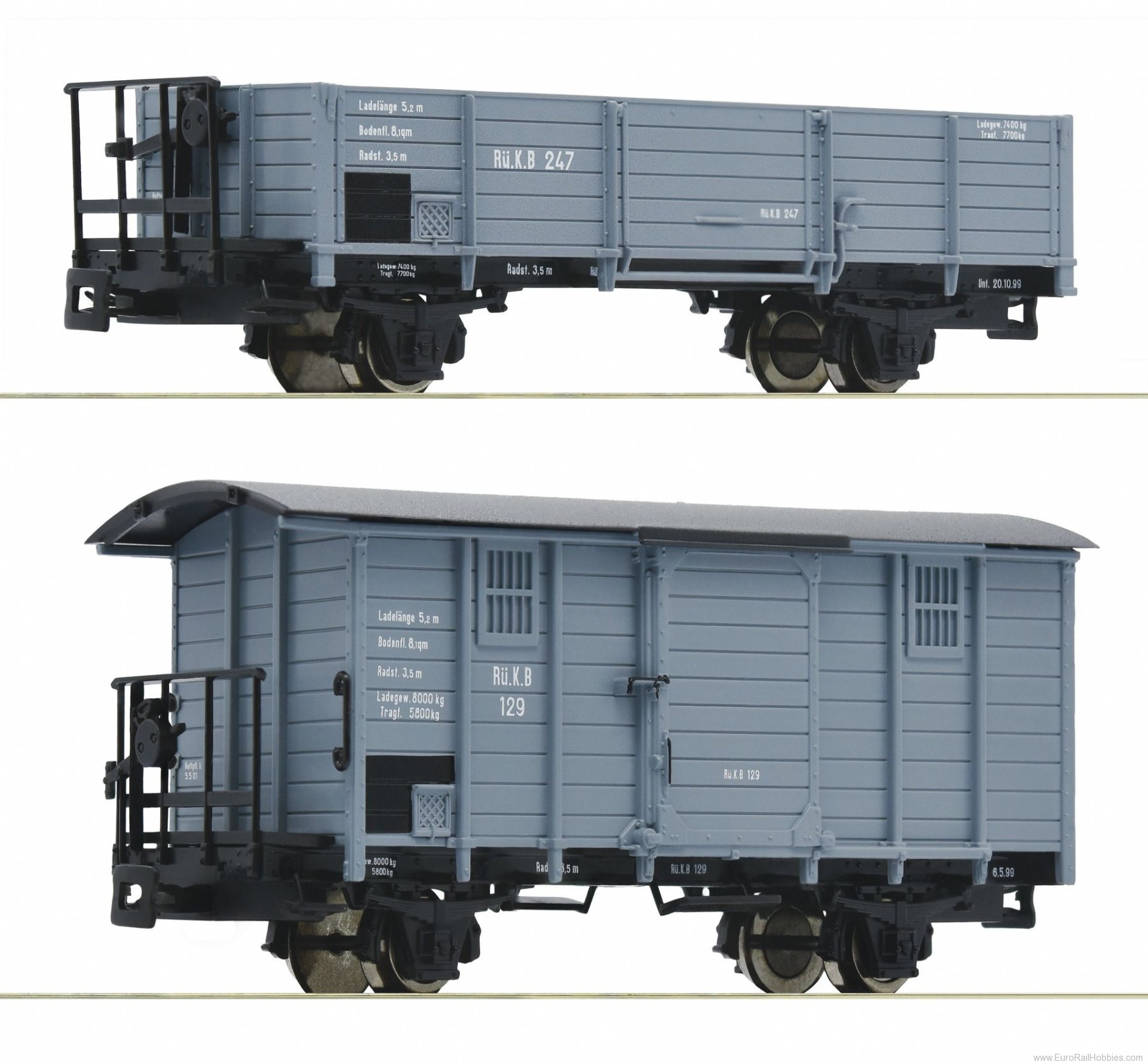 Roco 34559 2 piece set: Freight wagons, RueKB 