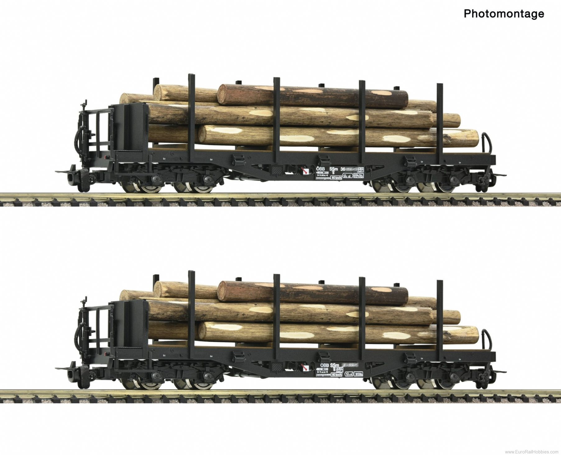 Roco 34582 ÃBB 2 piece set: Stake wagons 
