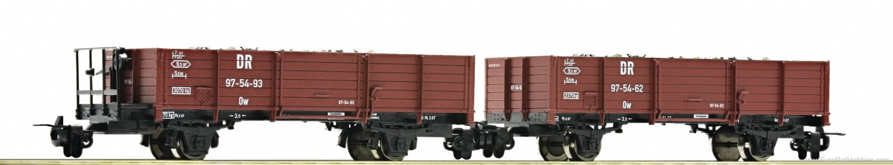 Roco 34589 2 piece set: ballast wagons, DR 