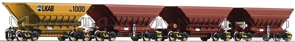 Roco 67062 4 piece set: Ore wagons, LKAB