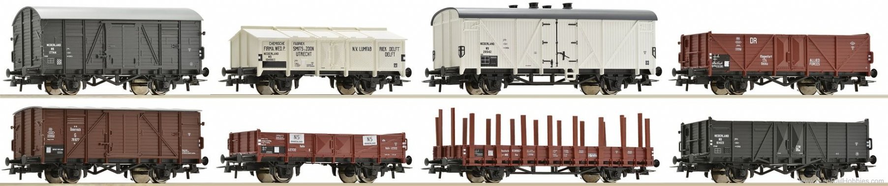 Roco 67128 8 piece set freight cars, NS