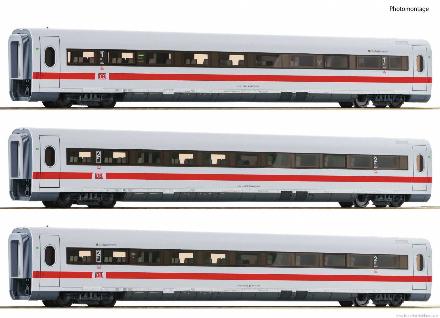 Roco 74029 3 piece set (2): Intermediate coaches ICE 1, 
