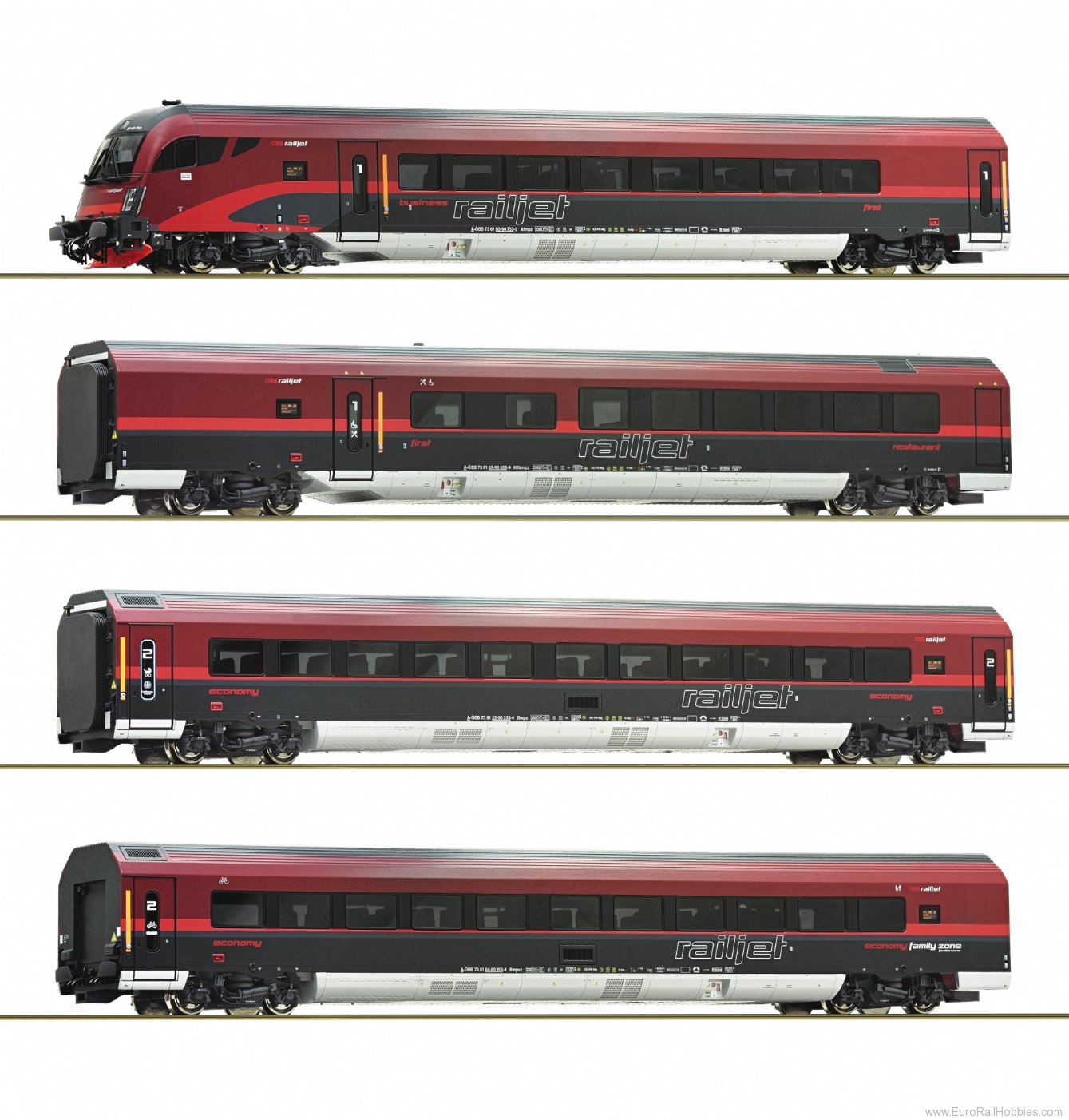 Roco 74038 4 piece set: Railjet, ÃBB (DCC Digital) (F